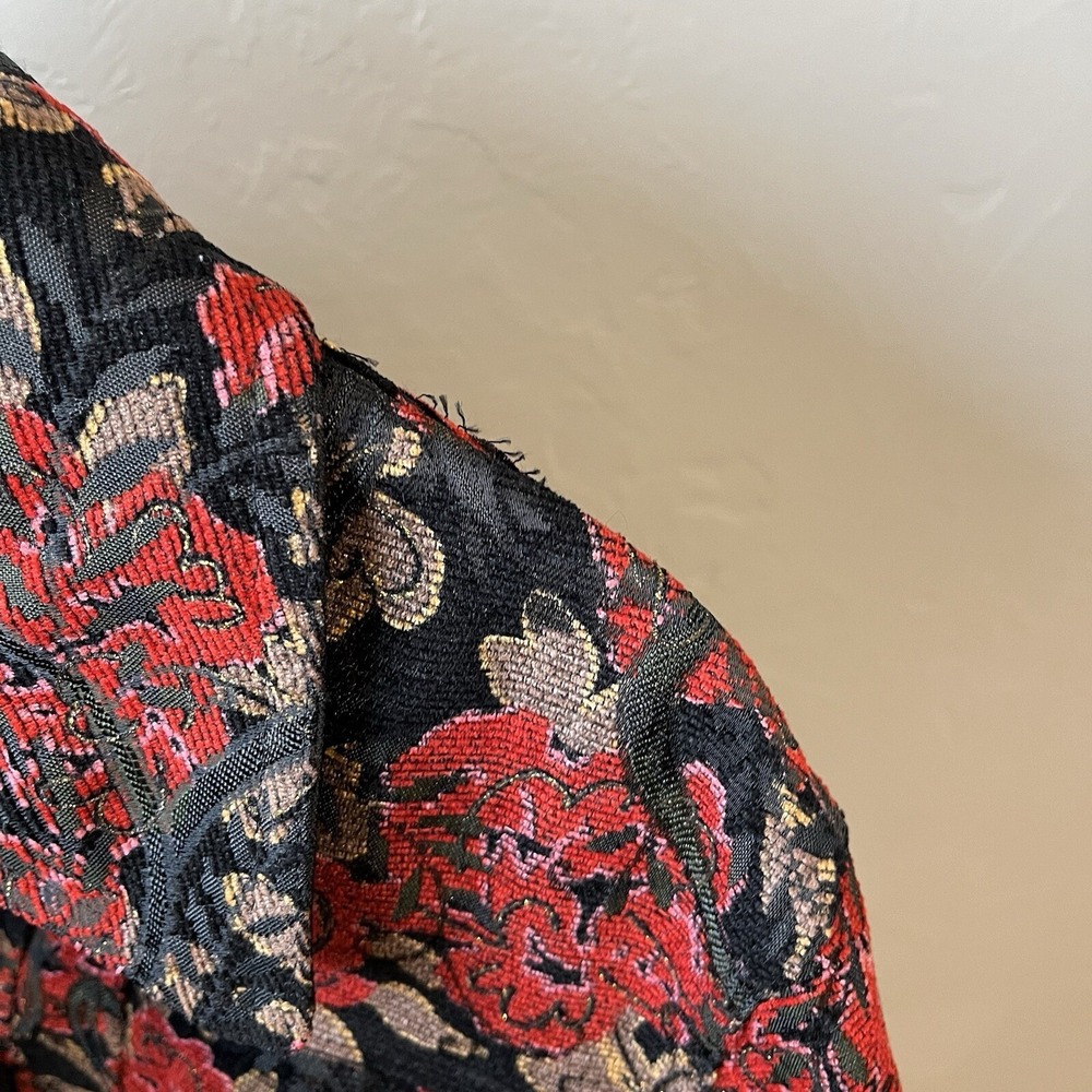 Women's Jacket Red Embroidered Dark Floral Corduroy Jean Whimsigoth‎ Grunge M - Picture 6 of 8